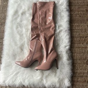 Faux leather baby pink Thigh High Boots size 7